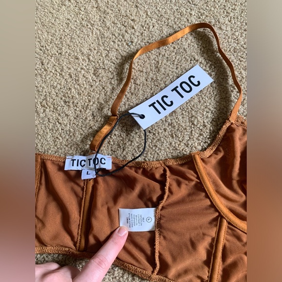 🧡NWT Floral Lace Copper Rust Tic Toc Bralette Corset Top - Picture 4 of 6